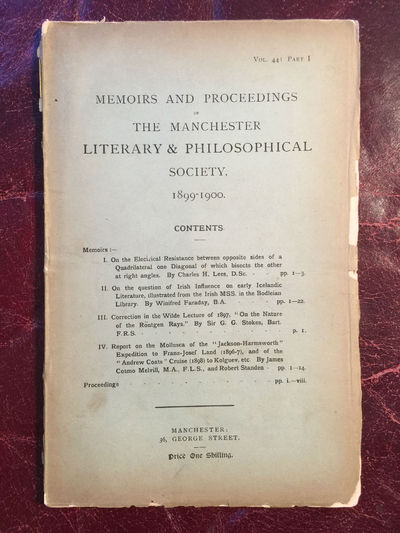 Image for On The Question Of Irish Influence On Early Icelandic Literature. Memoirs And Proceedings Of The Manchester Literary And Philosophical Society 1899-1900 Vol.44 Part Ib Original Complete 1900 Publication