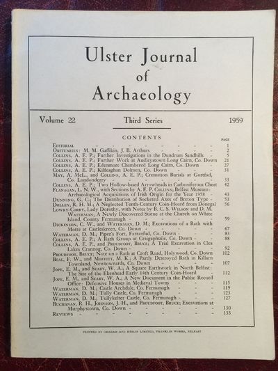 Image for Ulster Journal Of Archaeology Third Series Volume 22 1959 A Newly Discovered Statue At The Church On White Island, County Fermanagh