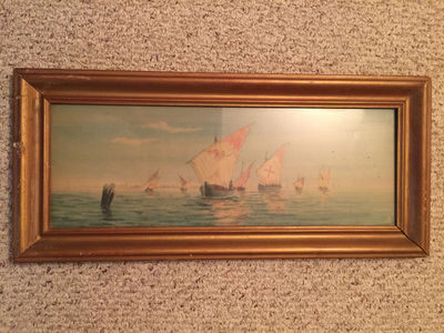 Image for Knight Templar Fleet Watercolor Painting Framed Painting